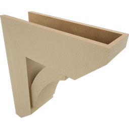 Ekena Millwork - BKTUR0756X22X26THR06RCPR - Timberthane Faux Wood Thorton Style Bracket w/ Offset Brace, Slat Ends, 7 1/2"W x 22"D x 26"H, Primed Tan