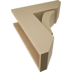 Ekena Millwork - BKTUR0756X22X26THR06RCPR - Timberthane Faux Wood Thorton Style Bracket w/ Offset Brace, Slat Ends, 7 1/2"W x 22"D x 26"H, Primed Tan