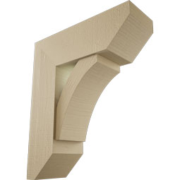 Ekena Millwork - BKTUR0756X22X26THR06RCPR - Timberthane Faux Wood Thorton Style Bracket w/ Offset Brace, Slat Ends, 7 1/2"W x 22"D x 26"H, Primed Tan