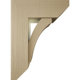 Ekena Millwork - BKTUR0756X22X30THR06RCPR - Timberthane Faux Wood Thorton Style Bracket w/ Offset Brace, Slat Ends, 7 1/2"W x 22"D x 30"H, Primed Tan