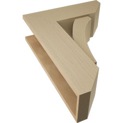 Ekena Millwork - BKTUR0756X22X30THR06RCPR - Timberthane Faux Wood Thorton Style Bracket w/ Offset Brace, Slat Ends, 7 1/2"W x 22"D x 30"H, Primed Tan