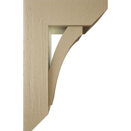 Ekena Millwork - BKTUR0756X22X34THR06RCPR - Timberthane Faux Wood Thorton Style Bracket w/ Offset Brace, Slat Ends, 7 1/2"W x 22"D x 34"H, Primed Tan