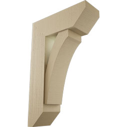 Ekena Millwork - BKTUR0756X22X34THR06RCPR - Timberthane Faux Wood Thorton Style Bracket w/ Offset Brace, Slat Ends, 7 1/2"W x 22"D x 34"H, Primed Tan