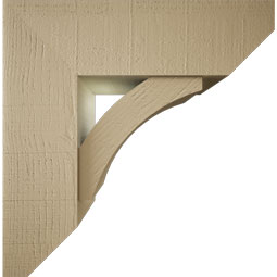 Ekena Millwork - BKTUR0756X24X24THR06RCPR - Timberthane Faux Wood Thorton Style Bracket w/ Offset Brace, Slat Ends, 7 1/2"W x 24"D x 24"H, Primed Tan
