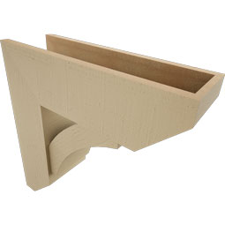 Ekena Millwork - BKTUR0756X24X24THR06RCPR - Timberthane Faux Wood Thorton Style Bracket w/ Offset Brace, Slat Ends, 7 1/2"W x 24"D x 24"H, Primed Tan