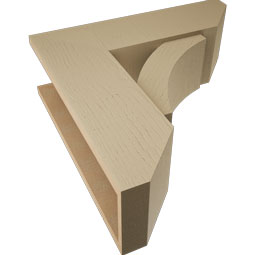 Ekena Millwork - BKTUR0756X24X24THR06RCPR - Timberthane Faux Wood Thorton Style Bracket w/ Offset Brace, Slat Ends, 7 1/2"W x 24"D x 24"H, Primed Tan