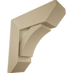 Ekena Millwork - BKTUR0756X24X24THR06RCPR - Timberthane Faux Wood Thorton Style Bracket w/ Offset Brace, Slat Ends, 7 1/2"W x 24"D x 24"H, Primed Tan