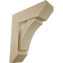Ekena Millwork - BKTUR0756X24X28THR06RCPR - Timberthane Faux Wood Thorton Style Bracket w/ Offset Brace, Slat Ends, 7 1/2"W x 24"D x 28"H, Primed Tan