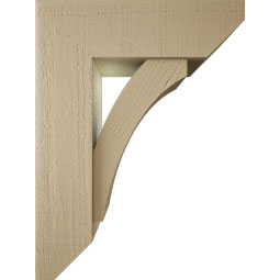 Ekena Millwork - BKTUR0756X24X32THR06RCPR - Timberthane Faux Wood Thorton Style Bracket w/ Offset Brace, Slat Ends, 7 1/2"W x 24"D x 32"H, Primed Tan