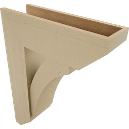 Ekena Millwork - BKTUR0756X24X32THR06RCPR - Timberthane Faux Wood Thorton Style Bracket w/ Offset Brace, Slat Ends, 7 1/2"W x 24"D x 32"H, Primed Tan