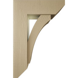 Ekena Millwork - BKTUR0756X24X36THR06RCPR - Timberthane Faux Wood Thorton Style Bracket w/ Offset Brace, Slat Ends, 7 1/2"W x 24"D x 36"H, Primed Tan