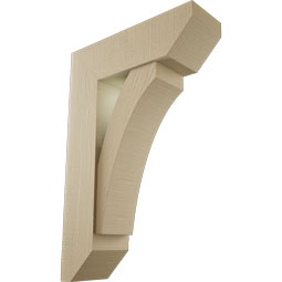 Ekena Millwork - BKTUR0756X24X36THR06RCPR - Timberthane Faux Wood Thorton Style Bracket w/ Offset Brace, Slat Ends, 7 1/2"W x 24"D x 36"H, Primed Tan