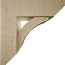 Ekena Millwork - BKTUR0756X26X26THR06RCPR - Timberthane Faux Wood Thorton Style Bracket w/ Offset Brace, Slat Ends, 7 1/2"W x 26"D x 26"H, Primed Tan