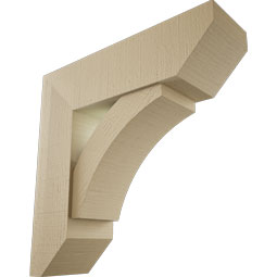 Ekena Millwork - BKTUR0756X26X26THR06RCPR - Timberthane Faux Wood Thorton Style Bracket w/ Offset Brace, Slat Ends, 7 1/2"W x 26"D x 26"H, Primed Tan
