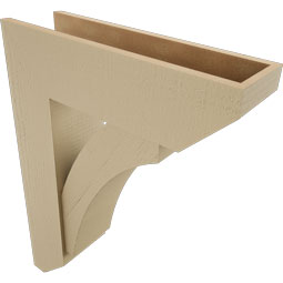 Ekena Millwork - BKTUR0756X26X34THR06RCPR - Timberthane Faux Wood Thorton Style Bracket w/ Offset Brace, Slat Ends, 7 1/2"W x 26"D x 34"H, Primed Tan