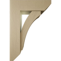 Ekena Millwork - BKTUR0756X26X38THR06RCPR - Timberthane Faux Wood Thorton Style Bracket w/ Offset Brace, Slat Ends, 7 1/2"W x 26"D x 38"H, Primed Tan
