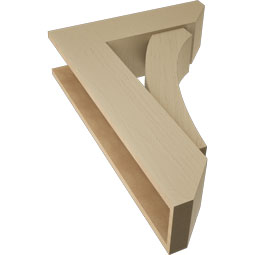 Ekena Millwork - BKTUR0756X26X38THR06RCPR - Timberthane Faux Wood Thorton Style Bracket w/ Offset Brace, Slat Ends, 7 1/2"W x 26"D x 38"H, Primed Tan