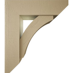 Ekena Millwork - BKTUR0756X28X32THR06RCPR - Timberthane Faux Wood Thorton Style Bracket w/ Offset Brace, Slat Ends, 7 1/2"W x 28"D x 32"H, Primed Tan