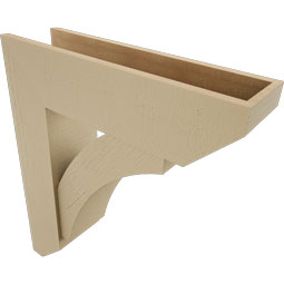 Ekena Millwork - BKTUR0756X28X32THR06RCPR - Timberthane Faux Wood Thorton Style Bracket w/ Offset Brace, Slat Ends, 7 1/2"W x 28"D x 32"H, Primed Tan