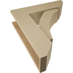 Ekena Millwork - BKTUR0756X28X32THR06RCPR - Timberthane Faux Wood Thorton Style Bracket w/ Offset Brace, Slat Ends, 7 1/2"W x 28"D x 32"H, Primed Tan