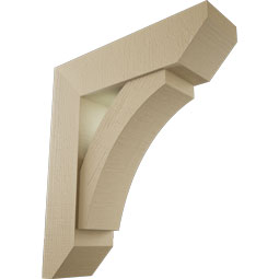 Ekena Millwork - BKTUR0756X28X32THR06RCPR - Timberthane Faux Wood Thorton Style Bracket w/ Offset Brace, Slat Ends, 7 1/2"W x 28"D x 32"H, Primed Tan