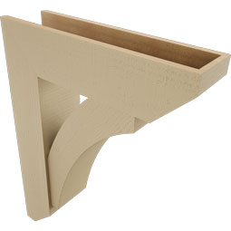 Ekena Millwork - BKTUR0756X28X36THR06RCPR - Timberthane Faux Wood Thorton Style Bracket w/ Offset Brace, Slat Ends, 7 1/2"W x 28"D x 36"H, Primed Tan