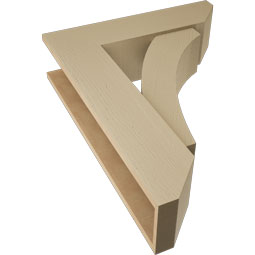Ekena Millwork - BKTUR0756X28X36THR06RCPR - Timberthane Faux Wood Thorton Style Bracket w/ Offset Brace, Slat Ends, 7 1/2"W x 28"D x 36"H, Primed Tan