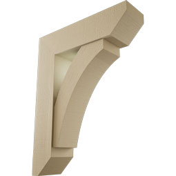 Ekena Millwork - BKTUR0756X28X36THR06RCPR - Timberthane Faux Wood Thorton Style Bracket w/ Offset Brace, Slat Ends, 7 1/2"W x 28"D x 36"H, Primed Tan