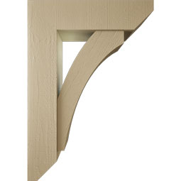 Ekena Millwork - BKTUR0756X28X40THR06RCPR - Timberthane Faux Wood Thorton Style Bracket w/ Offset Brace, Slat Ends, 7 1/2"W x 28"D x 40"H, Primed Tan
