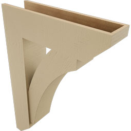 Ekena Millwork - BKTUR0756X28X40THR06RCPR - Timberthane Faux Wood Thorton Style Bracket w/ Offset Brace, Slat Ends, 7 1/2"W x 28"D x 40"H, Primed Tan