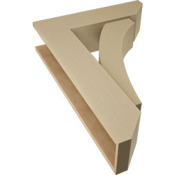Ekena Millwork - BKTUR0756X28X40THR06RCPR - Timberthane Faux Wood Thorton Style Bracket w/ Offset Brace, Slat Ends, 7 1/2"W x 28"D x 40"H, Primed Tan