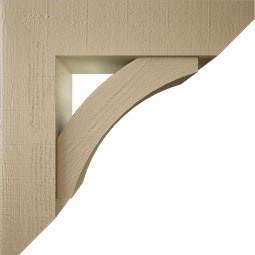 Ekena Millwork - BKTUR0756X30X30THR06RCPR - Timberthane Faux Wood Thorton Style Bracket w/ Offset Brace, Slat Ends, 7 1/2"W x 30"D x 30"H, Primed Tan