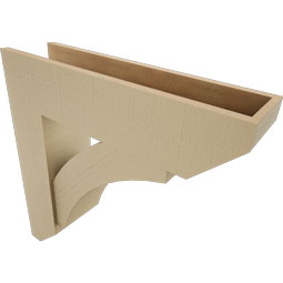 Ekena Millwork - BKTUR0756X30X30THR06RCPR - Timberthane Faux Wood Thorton Style Bracket w/ Offset Brace, Slat Ends, 7 1/2"W x 30"D x 30"H, Primed Tan