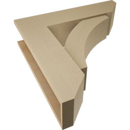 Ekena Millwork - BKTUR0756X30X30THR06RCPR - Timberthane Faux Wood Thorton Style Bracket w/ Offset Brace, Slat Ends, 7 1/2"W x 30"D x 30"H, Primed Tan