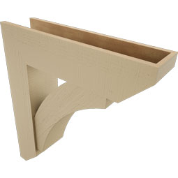 Ekena Millwork - BKTUR0756X30X34THR06RCPR - Timberthane Faux Wood Thorton Style Bracket w/ Offset Brace, Slat Ends, 7 1/2"W x 30"D x 34"H, Primed Tan