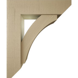 Ekena Millwork - BKTUR0756X30X36THR06RCPR - Timberthane Faux Wood Thorton Style Bracket w/ Offset Brace, Slat Ends, 7 1/2"W x 30"D x 36"H, Primed Tan