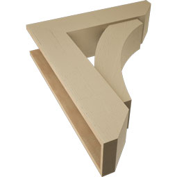 Ekena Millwork - BKTUR0756X30X36THR06RCPR - Timberthane Faux Wood Thorton Style Bracket w/ Offset Brace, Slat Ends, 7 1/2"W x 30"D x 36"H, Primed Tan