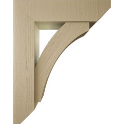 Ekena Millwork - BKTUR0756X30X38THR06RCPR - Timberthane Faux Wood Thorton Style Bracket w/ Offset Brace, Slat Ends, 7 1/2"W x 30"D x 38"H, Primed Tan