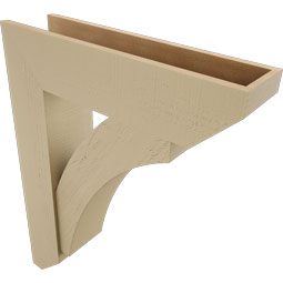 Ekena Millwork - BKTUR0756X30X38THR06RCPR - Timberthane Faux Wood Thorton Style Bracket w/ Offset Brace, Slat Ends, 7 1/2"W x 30"D x 38"H, Primed Tan