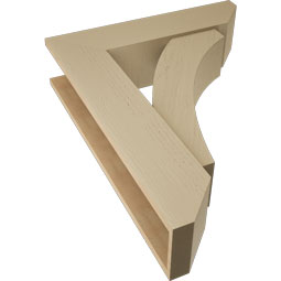 Ekena Millwork - BKTUR0756X30X38THR06RCPR - Timberthane Faux Wood Thorton Style Bracket w/ Offset Brace, Slat Ends, 7 1/2"W x 30"D x 38"H, Primed Tan