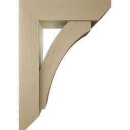 Ekena Millwork - BKTUR0756X30X42THR06RCPR - Timberthane Faux Wood Thorton Style Bracket w/ Offset Brace, Slat Ends, 7 1/2"W x 30"D x 42"H, Primed Tan