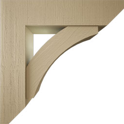 Ekena Millwork - BKTUR0756X32X32THR06RCPR - Timberthane Faux Wood Thorton Style Bracket w/ Offset Brace, Slat Ends, 7 1/2"W x 32"D x 32"H, Primed Tan