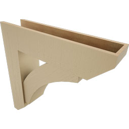 Ekena Millwork - BKTUR0756X32X32THR06RCPR - Timberthane Faux Wood Thorton Style Bracket w/ Offset Brace, Slat Ends, 7 1/2"W x 32"D x 32"H, Primed Tan