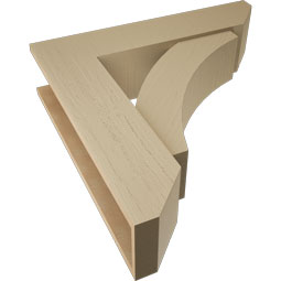 Ekena Millwork - BKTUR0756X32X32THR06RCPR - Timberthane Faux Wood Thorton Style Bracket w/ Offset Brace, Slat Ends, 7 1/2"W x 32"D x 32"H, Primed Tan