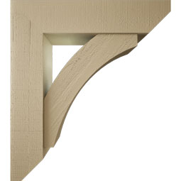 Ekena Millwork - BKTUR0756X32X36THR06RCPR - Timberthane Faux Wood Thorton Style Bracket w/ Offset Brace, Slat Ends, 7 1/2"W x 32"D x 36"H, Primed Tan