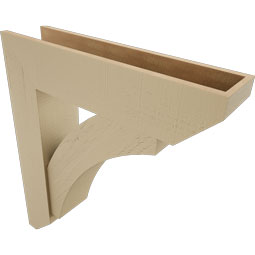 Ekena Millwork - BKTUR0756X32X36THR06RCPR - Timberthane Faux Wood Thorton Style Bracket w/ Offset Brace, Slat Ends, 7 1/2"W x 32"D x 36"H, Primed Tan
