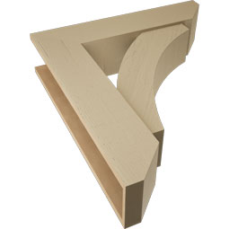 Ekena Millwork - BKTUR0756X32X36THR06RCPR - Timberthane Faux Wood Thorton Style Bracket w/ Offset Brace, Slat Ends, 7 1/2"W x 32"D x 36"H, Primed Tan