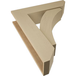 Ekena Millwork - BKTUR0756X32X38THR06RCPR - Timberthane Faux Wood Thorton Style Bracket w/ Offset Brace, Slat Ends, 7 1/2"W x 32"D x 38"H, Primed Tan
