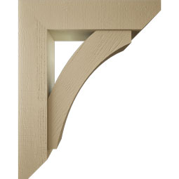 Ekena Millwork - BKTUR0756X32X40THR06RCPR - Timberthane Faux Wood Thorton Style Bracket w/ Offset Brace, Slat Ends, 7 1/2"W x 32"D x 40"H, Primed Tan