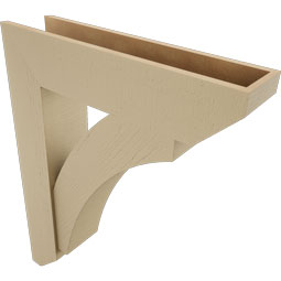 Ekena Millwork - BKTUR0756X32X40THR06RCPR - Timberthane Faux Wood Thorton Style Bracket w/ Offset Brace, Slat Ends, 7 1/2"W x 32"D x 40"H, Primed Tan